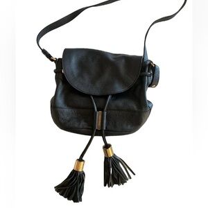 See by Chloe’: Vicki Black Leather tassle Crossbody Bag: New